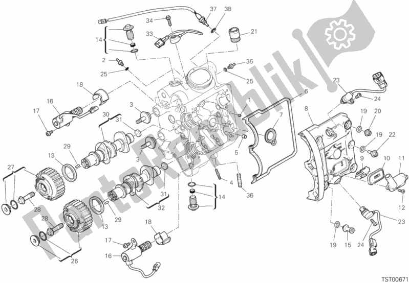 Toutes les pièces pour le Système De Synchronisation De Tête Horizontale du Ducati Diavel 1260 USA 2020